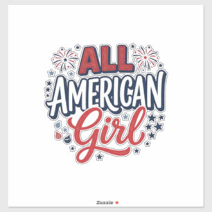 All American Girl Patriotic Vintage Vector Design_