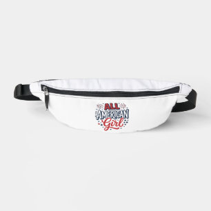All American Girl Patriotic Vintage Vector Design_ Bum Bags