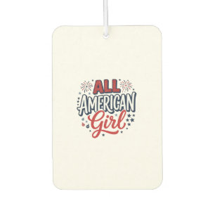 All American Girl Patriotic Vintage Vector Design_ Car Air Freshener