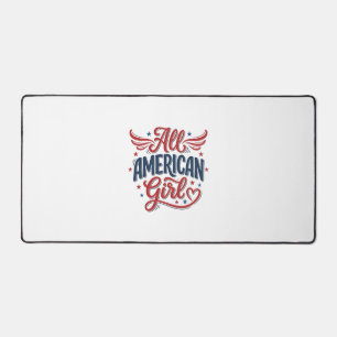 All American Girl Patriotic Vintage Vector Design_ Desk Mat