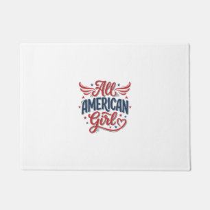 All American Girl Patriotic Vintage Vector Design_ Doormat