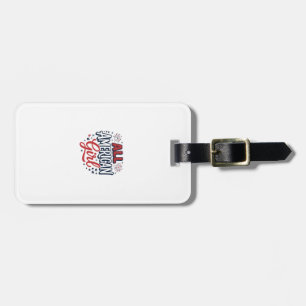 All American Girl Patriotic Vintage Vector Design_ Luggage Tag