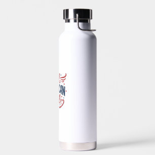 All American Girl Patriotic Vintage Vector Design_ Water Bottle