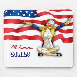 All-American Girl. Retro Pin-up  Mouse Pad