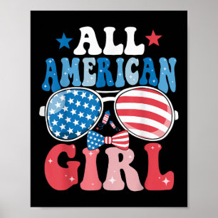 All American Girl Retro Sungles Usa Flag Funny 4th Poster