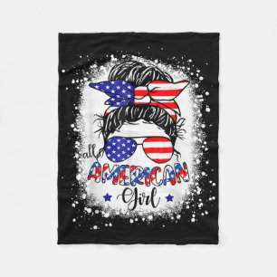 All American Girl Shirt Usa Flag 4th July Women Ki Fleece Blanket