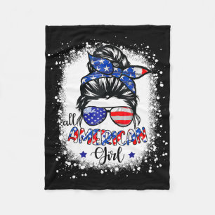 All American Girl Shirt Usa Flag 4th July Women Ki Fleece Blanket