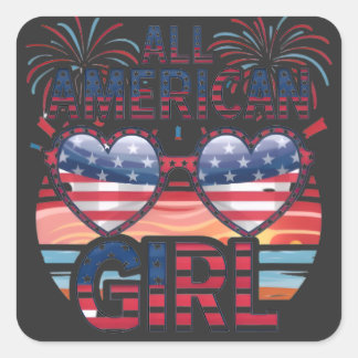 All American girl Square Sticker