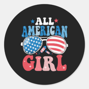 All American Girl Sungles 4th Of July Family Match Classic Round Sticker