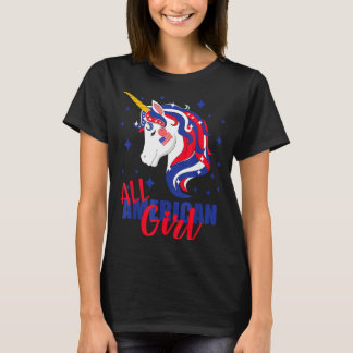 All american girl usa flag 4th july unicorn  T-Shirt