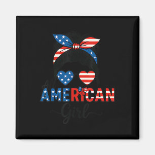 All American Girl Usa Flag 4th July Women Kids Pat Magnet