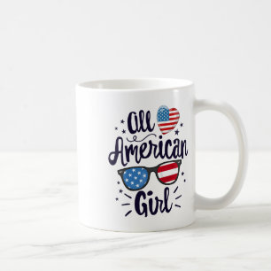 All American Girl Women American Flag 4th Of July Coffee Mug