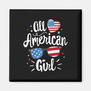 All American Girl Women American Flag 4th Of July Magnet