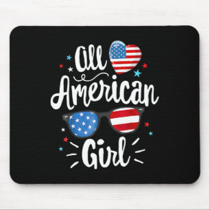 All American Girl Women American Flag 4th Of July Mouse Pad