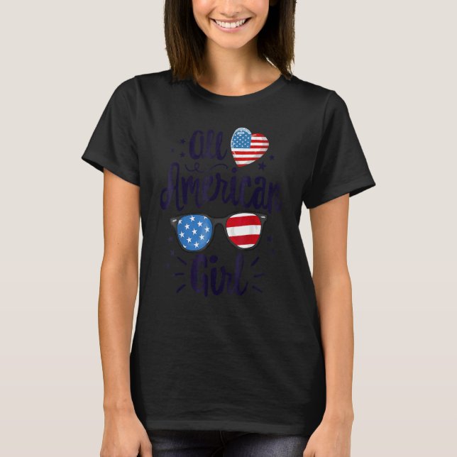 All American Girl Women American Flag 4th Of July  T-Shirt (Front)
