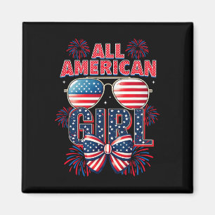 All American Girls 4th Of July Coquette Bow Patrio Magnet