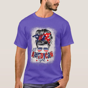 All American Girls 4th of July Daughter Messy Bun T-Shirt