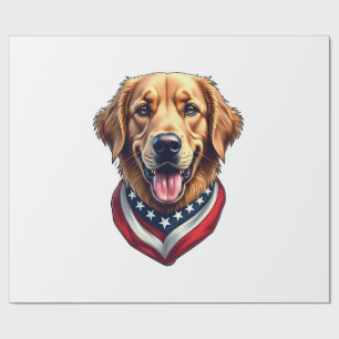 All American Golden Retriever Vintage Tee 4 Wrapping Paper