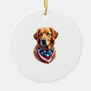 All American Golden Retriever Vintage Tee Ceramic Ornament