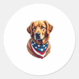 All American Golden Retriever Vintage Tee Classic Round Sticker