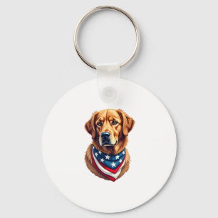 All American Golden Retriever Vintage Tee Key Ring