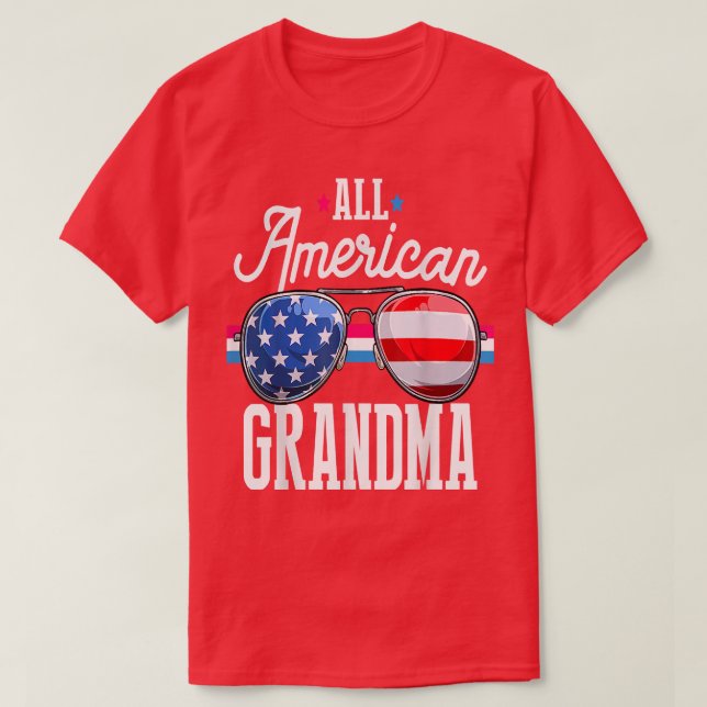 All American Grandma 4th of July Sunglasses Family T-Shirt (Design Front)