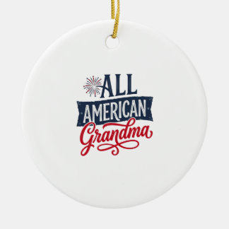All American Grandma Patriotic Firework Design_1 Ceramic Ornament