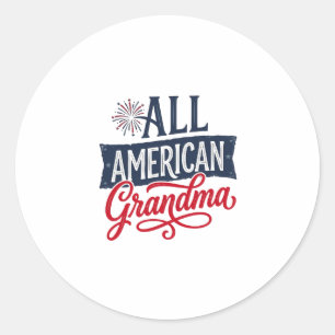 All American Grandma Patriotic Firework Design_1 Classic Round Sticker