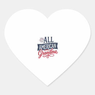 All American Grandma Patriotic Firework Design_1 Heart Sticker