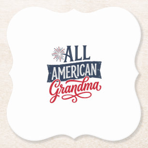 All American Grandma Patriotic Firework Design_1 Paper Coaster