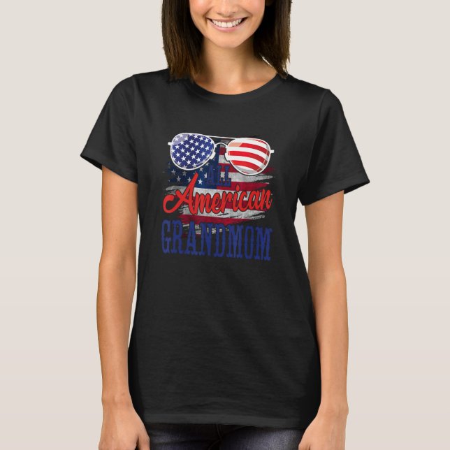 All American Grandmom Sunglasses US Flag 4th of Ju T-Shirt (Front)