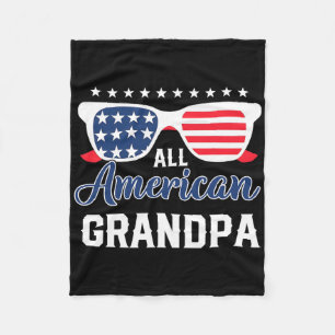 All American Grandpa 4th Of July Usa Sungles Mens Fleece Blanket