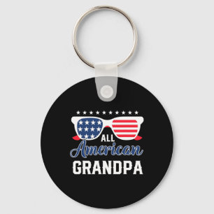 All American Grandpa 4th Of July Usa Sungles Mens Key Ring