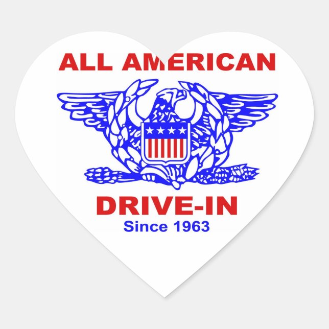 All American Hamburger Drive In HEART Heart Sticker (Front)