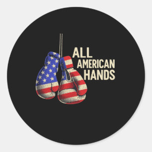 All American Hands Boxing Gloves – Patriotic Usa F Classic Round Sticker