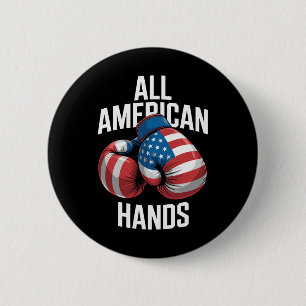 All American Hands Boxing Gloves Patriotic Usa Fla 6 Cm Round Badge