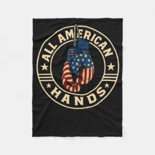 All American Hands Boxing Gloves Patriotic Usa Fla Fleece Blanket
