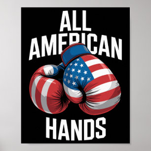 All American Hands Boxing Gloves Patriotic Usa Fla Poster