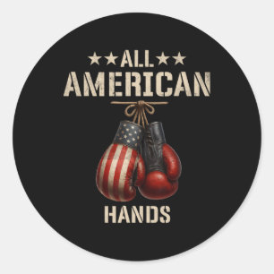 All American Hands Boxing Patriotic Usa Flag Glove Classic Round Sticker