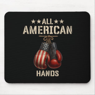 All American Hands Boxing Patriotic Usa Flag Glove Mouse Pad