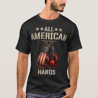 All American Hands Boxing Patriotic Usa Flag Glove T-Shirt