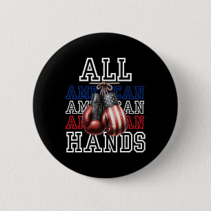 All American Hands Usa Flag Boxing Gloves Tee 6 Cm Round Badge