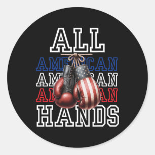 All American Hands Usa Flag Boxing Gloves Tee Classic Round Sticker