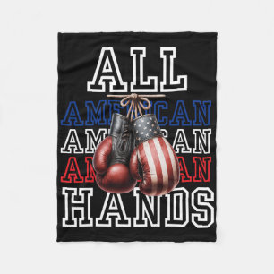 All American Hands Usa Flag Boxing Gloves Tee  Fleece Blanket
