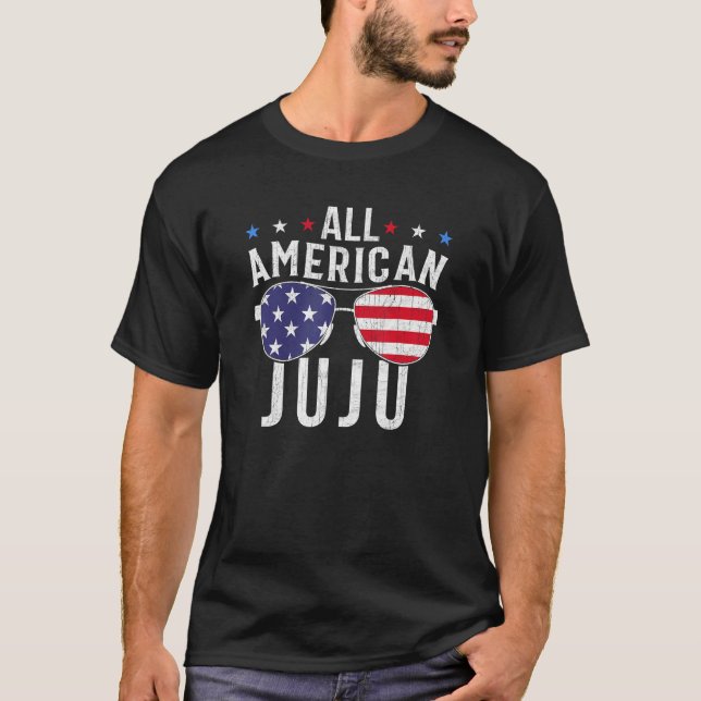All American Juju USA Flag Sunglasses 4th Of July  T-Shirt (Front)