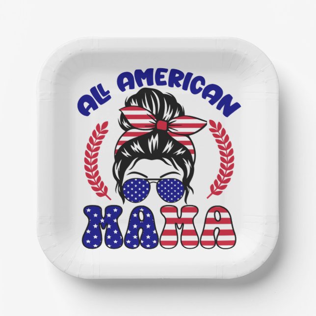 All American Mama  Paper Plate (Front)