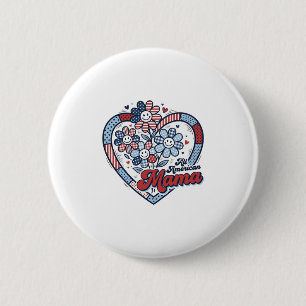 All American Mama Patriotic Flower Shirt Design_1 6 Cm Round Badge