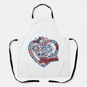 All American Mama Patriotic Flower Shirt Design_1 Apron