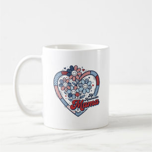 All American Mama Patriotic Flower Shirt Design_1 Coffee Mug