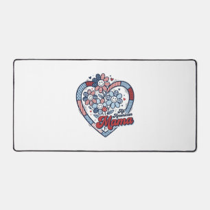 All American Mama Patriotic Flower Shirt Design_1 Desk Mat